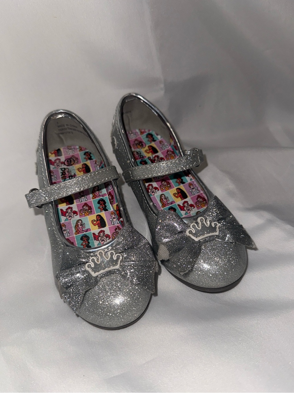 Silver glittery Disney princess high heels